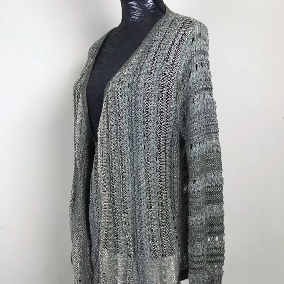 Chico’s Metallic Drape Cardigan Kyler Sweater Women’s Size Large - Picture 3 of 6